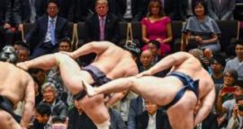 In Pictures: Donald Trump enjoys sumo tournament in Japan